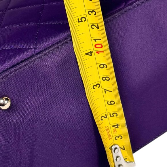 Calvin Klein Quilted Tote Bag Purple Chain Leather Handles Gold Hardware Preppy - Picture 9 of 14